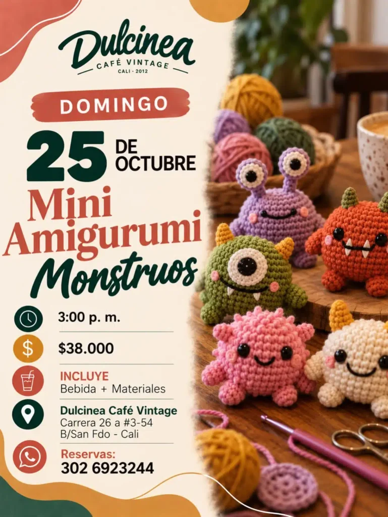 Taller de Mini Amigurumi – Monstruos – Dulcinea Cafe Vintage