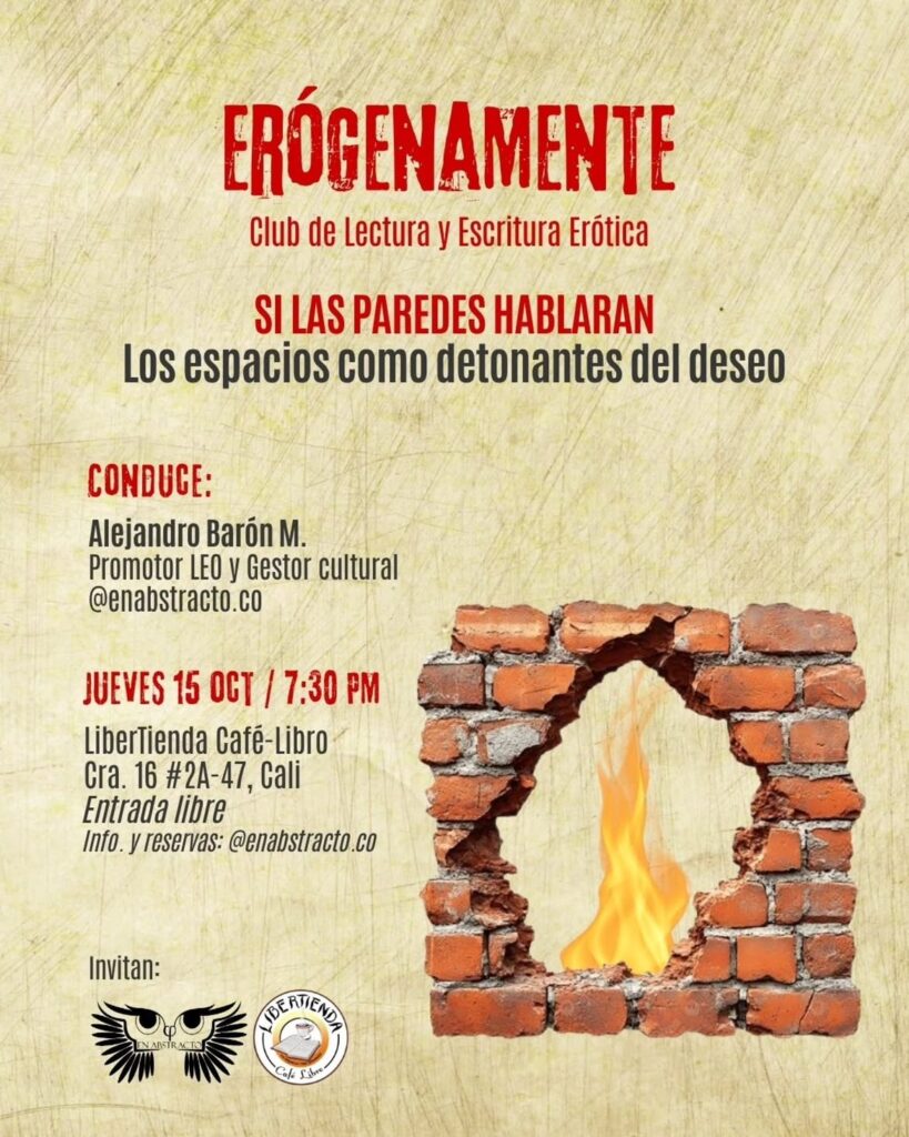 Erógenamente: Club de Lectura y Escritura Erótica (11a sesión) – Los espacios como detonantes del deseo